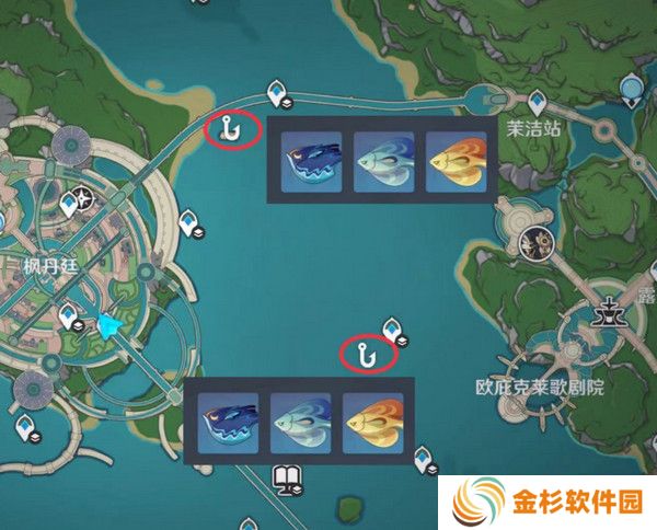 原神灰河渡手钓鱼地点分布图 灰河渡手精炼材料钓鱼点位攻略[多图]图片6
